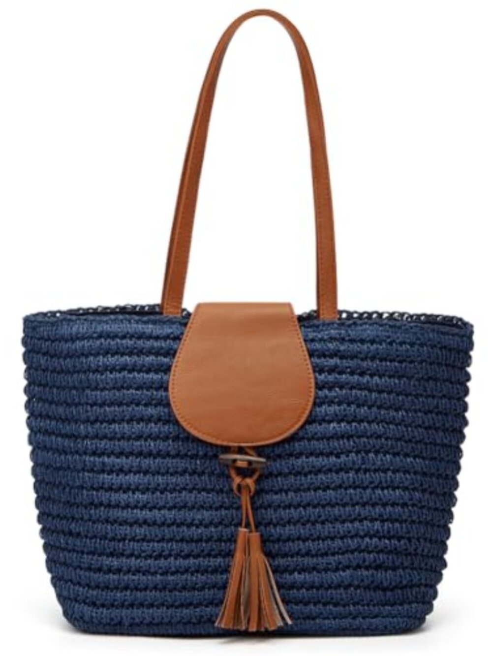 Straw Woven Shoulder Bag Large Tote Tassel Summer Beach Vacation